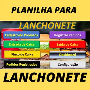 Imagem de capa para o Ebook Planilha Para Lanchonete, Hamburgueria, Cantina e Vendas por Delivery.