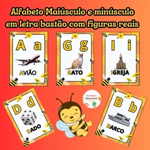 Imagem de capa para o Ebook ALFABETO DE PAREDE COM LETRA BASTÃO E IMAGENS REAIS