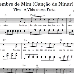 Imagem de capa para o Ebook Lembre de Mim (Viva - A Vida é uma Festa) - Partitura para PIANO