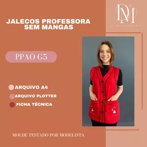 Imagem de capa para o Ebook MOLDE JALECO PROFESSORA SEM MANGA