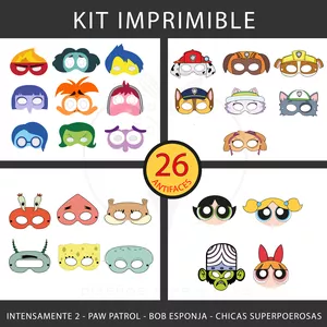Imagen de portada para Curso online ANTIFACES IMPRIMIBLES - PERSONAJES VARIOS (Chicas Superpoderosas, Bob Esponja, Intensamente 2, Paw Patrol)