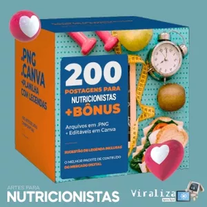 Imagem de capa para o Curso online Pack com 200 Artes de Redes Sociais para Nutricionistas
