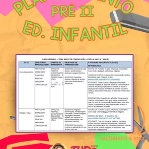 Curso PRÉ II - AULAS COM PLANEJAMENTO COMPLETO E ALINHADO A BNCC