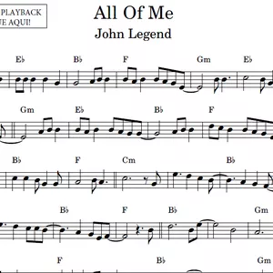 Imagem de capa para o Ebook All of me (John Legend) - Partitura para Instrumentos em Mi Bemol com Playback