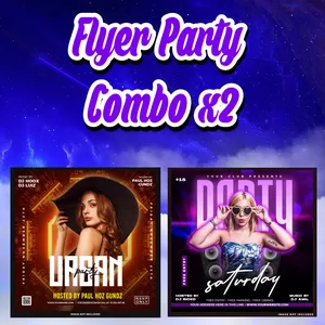 Imagen de portada para Curso online Combo X2 de Flyers de Fiesta - Editable en Adobe Illustrator (AI, EPS)