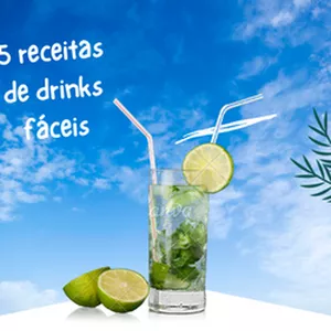 Imagem de capa para o Ebook 5 receitas fáceis de drinks para sua festa
