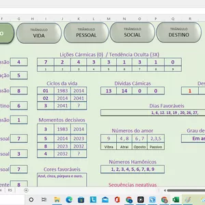 Imagem principal do produto Planilha Calculadora para Numerologia Cabalística (Excel)
