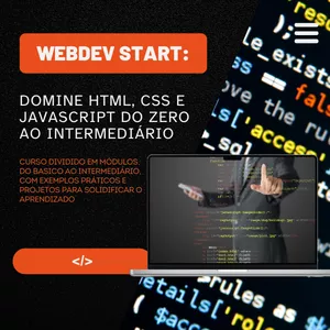 Imagem de capa para o Ebook WebDev Start:  Domine HTML, CSS e JavaScript do Zero ao Intermediário