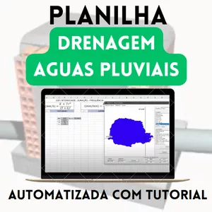 Imagem de capa para o Ebook Planilha Drenagem e Aguas Pluviais I Engenharia Civil I Com Tutorial de Uso!