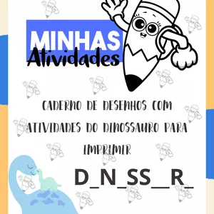 Imagem de capa para o Ebook Caderno de Desenhos com Atividades do Dinossauro