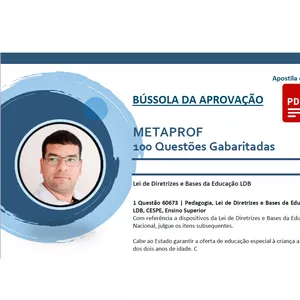 Imagem de capa para o Ebook META PROF - Concurso para Professor - 100 Questões Gabaritadas