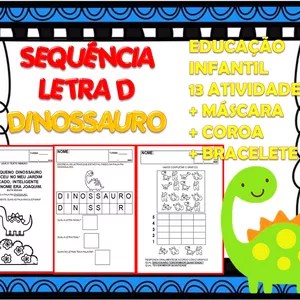 Imagem de capa para o Ebook SEQUÊNCIA LETRA D DINOSSAURO EDUCAÇÃO INFANTIL