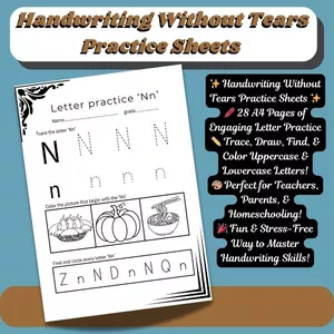 Cover image for Online course Handwriting without tears practice sheets, Trace, Draw, Find and color letters
