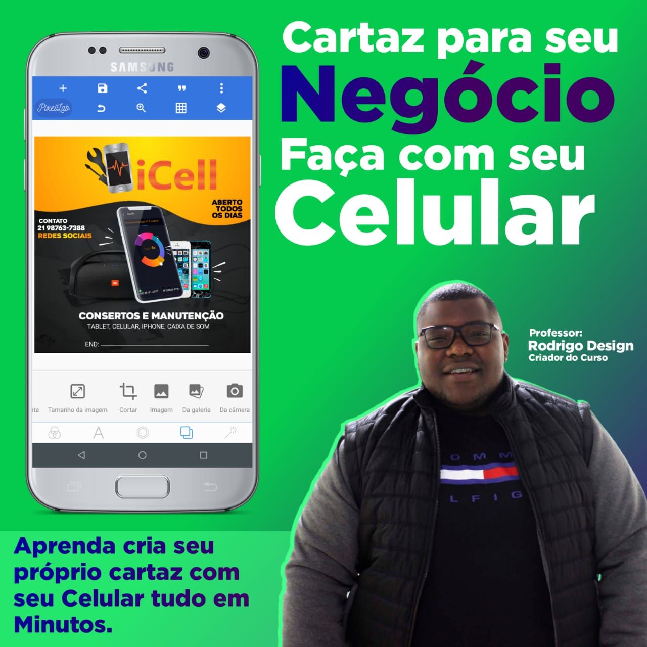Curso Curso de Cartaz com celular para Negócios 