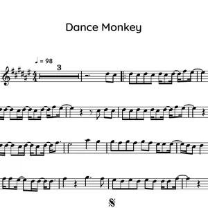 Imagem de capa para o Ebook Partitura Dance Monkey - Sax Alto - Tones and I