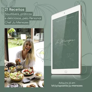 Imagem de capa para o Ebook Apostila de Receitas Autorais Ju Menezes Personal Chef
