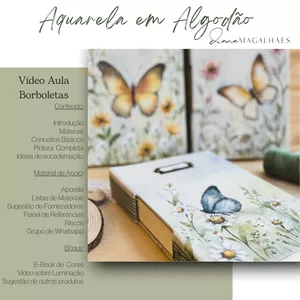 Imagem de capa para o Curso online Videoaula Borboletas - Aquarela em Algodão