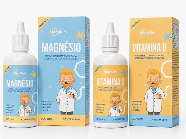 Kit 1 Magnésio 1 Vitamina D Gotas Kids