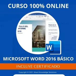 Imagen de portada para Curso online Curso completo 100% Online de Microsoft Word 2016 Básico incluye libro y certificado