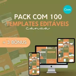 Imagem de capa para o Curso online PACK COM 100 TEMPLATES EDITÁVEIS NO CANVA