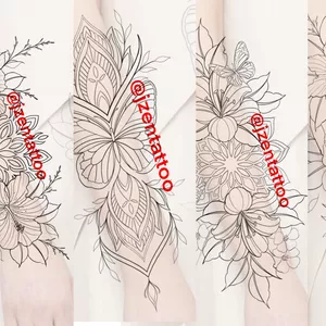 Imagem de capa para o Ebook Floral &amp; Mandala Tattoo 55 Pack