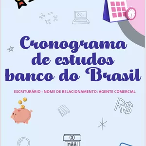 Imagem de capa para o Ebook E-BOOK CRONOGRAMA ESTUDE EM 2 MESES E MEIO PARA O CONCURSO DO BANCO DO BRASIL- ESCRITURÁRIO AGENTE COMERCIAL.