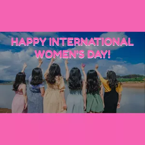 Imagem de capa para o Ebook Happy International Women's Day!  A2 slides