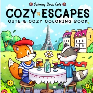 Imagem de capa para o Ebook Cozy Escapes - Cute & cozy  - Livro para colorir em PDF - R$5,00