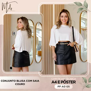 Imagem de capa para o Ebook Conjunto Blusa com Saia Couro