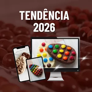 Imagem de capa para o Curso online Tendência: Novo Ovo de Páscoa 2026 (Receitas+Embalagens+Formas)
