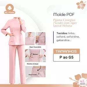 Imagem de capa para o Ebook MOLDE CONJUNTO PIJAMA CIRÚRGICO COM ZIPER LATERAL HELOISA