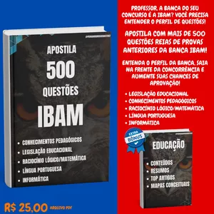 Imagem de capa para o Ebook IBAM - APOSTILA 500 QUESTÕES EDUCAÇÃO