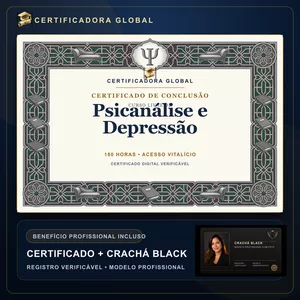 Imagem do curso 🔥 BOLSA 100% [APLICADA] - [MATRÍCULA] CURSO DE FORMAÇÃO EM PSICANÁLISE E DEPRESSÃO - ACESSO VITALÍCIO - CRACHÁ BLACK + REGISTRO - CASHBACK R$ 25 - BÔNUS APOSTILA EXTRA - CG