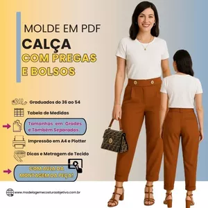 Imagem de capa para o Curso online CL324 -MOLDE EM PDF - CALÇA ALFAIATARIA COM PREGAS E BOLSOS (com aula da montagem da peça)