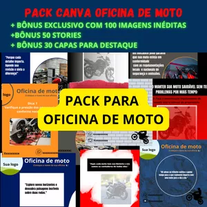Imagem de capa para o Ebook Pack canva Oficina de moto