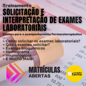Imagem principal do produto Curso de Solicitação e Interpretação de Exames Laboratoriais para Farmacêuticos(as) 