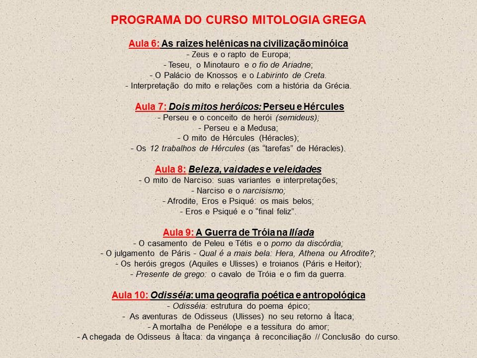 IDEA - Curso online com o prof. Luiz Flavio - Mitologia Grega