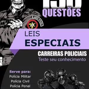 Imagem de capa para o Ebook Caderno de Questões de Leis Especiais Mais cobradas Na Polícia