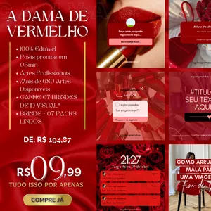 Imagem de capa para o Ebook Canva Pack A Dama de Vermelho - JG Design e Mídias