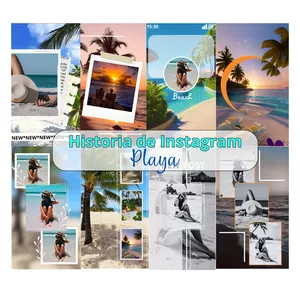 Imagen de portada para Ebook Historia Para Instagram-Editables en Canva-Playa