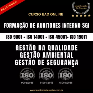 Imagem do curso FORMAÇÃO DE AUDITOR INTERNO PROFISSIONAL SGI + INTERPRETAÇÃO DOS REQUISITOS DAS NORMAS ISO 9001 + ISO 14001 + ISO 45001 + ISO 19011 (Pacote Básico)