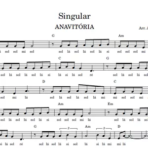 Imagem de capa para o Ebook Singular (ANAVITÓRIA) - Partitura Facilitada em Sol Maior