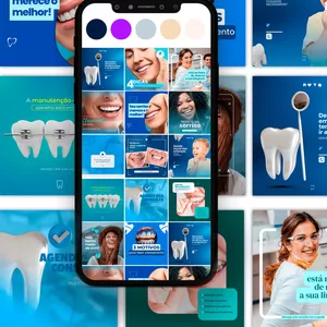 Imagem de capa para o Ebook Pack Canva dentista 70 artes com legendas