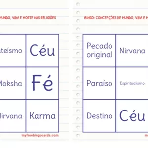 Imagem de capa para o Ebook BINGO CONCEPÇÕES DE MUNDO, VIDA E MORTE NAS RELIGIÕES