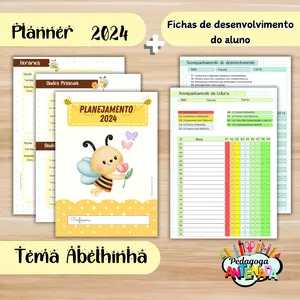 Imagem de capa para o Ebook Planner 2024- Abelhinha + Fichas de Acompanhamento do aluno