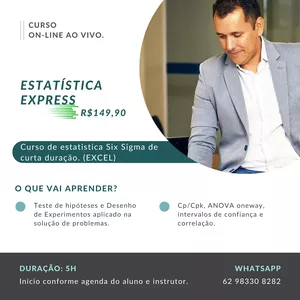 Imagem do curso Estatística Express. Curso de estatística para Lean Six Sigma.