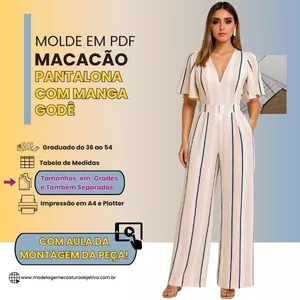 Imagem de capa para o Curso online MQ341 -MOLDE EM PDF - MACACÃO PANTALONA COM MANGA GODÊ (com vídeo da montagem da peça)