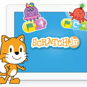 Imagem do curso Scratch Jr. - programação em blocos para crianças de 5 a 7 anos.