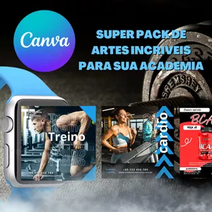 Imagem de capa para o Ebook Pack Canva treino academia Brasil