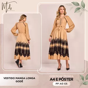 Imagem de capa para o Ebook Vestido Manga Longa Godê